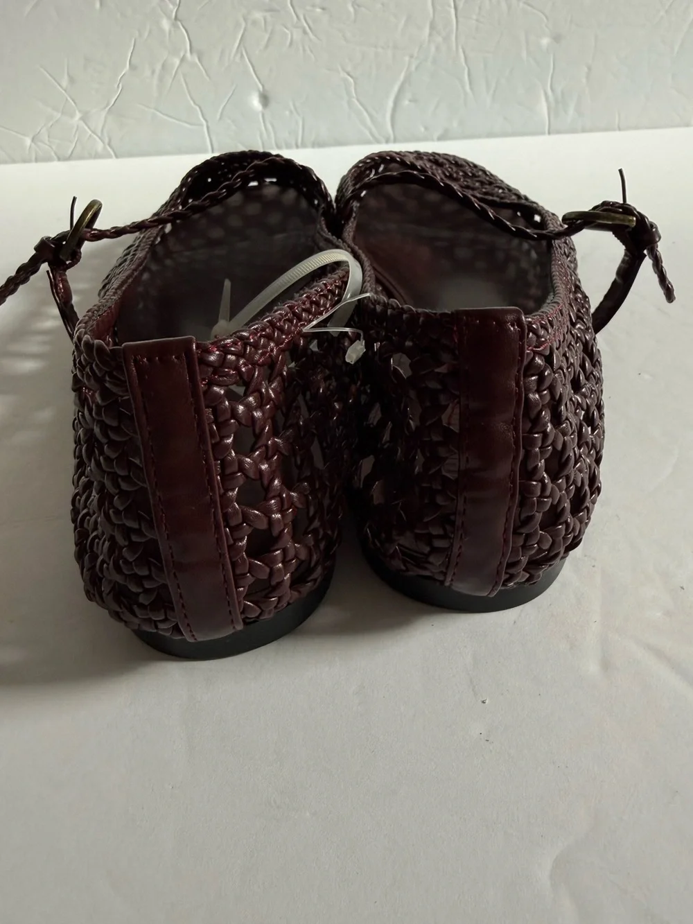 Braided Mary Jane Flats in Deep Burgundy Flats Shoes Mesh Modern 10